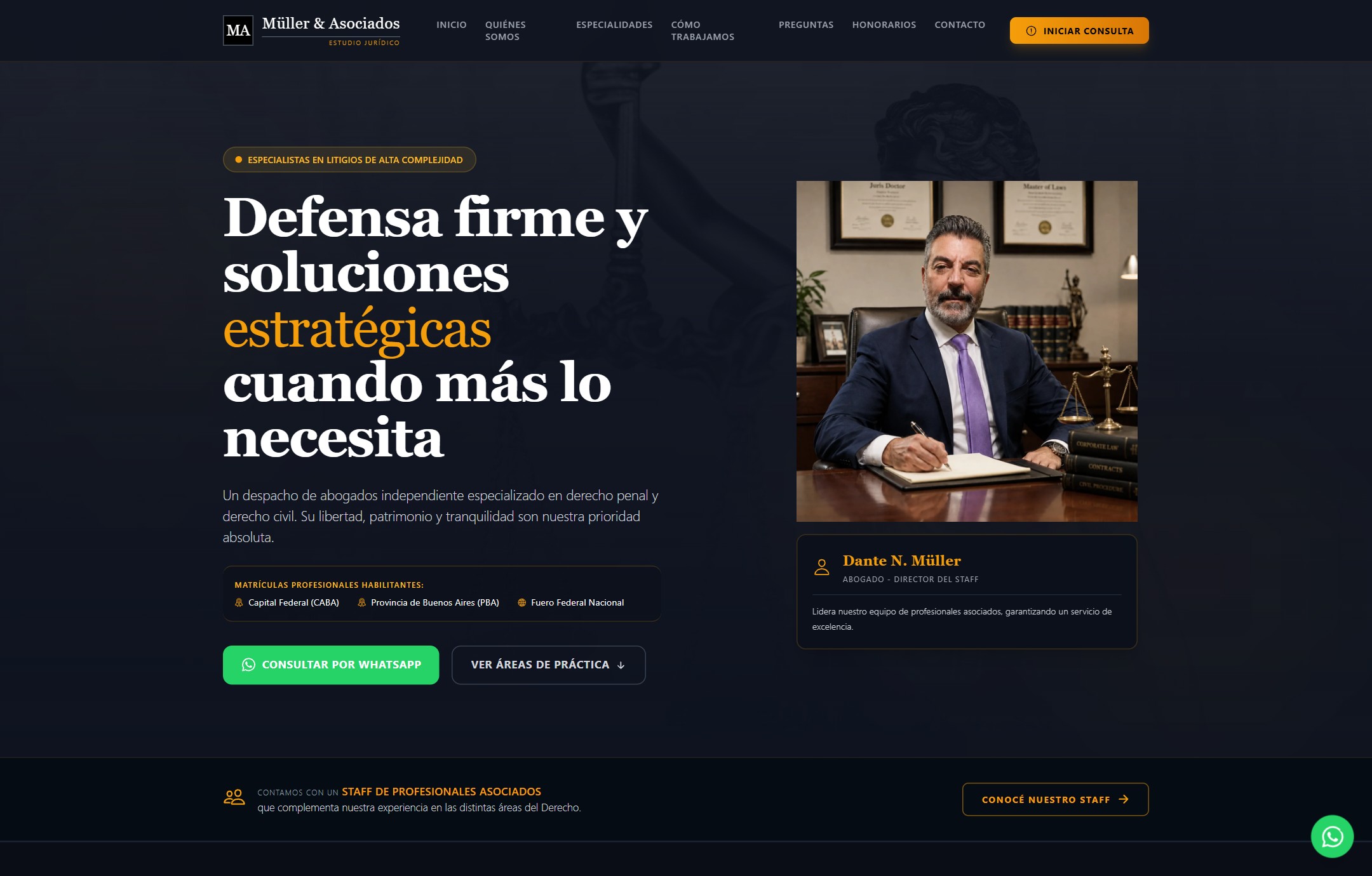 Página de Müller & Asociados